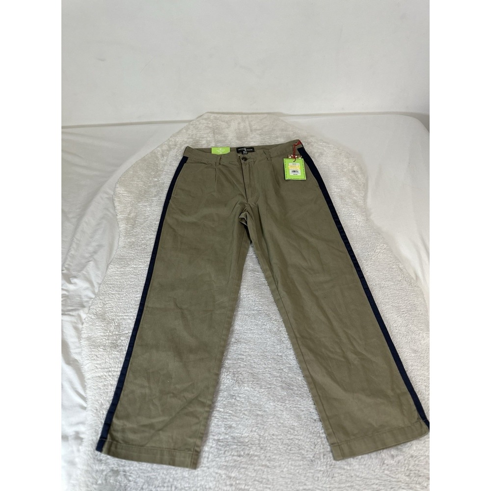 HOUSTON WHITE New Mens 36X30 Chino Wide Leg Side Stripe Pleated Pants